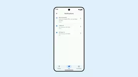 Ett förenklat bottenfält för Google Maps visas på Android 