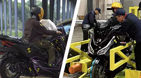 Toyoda Gosei visade en prototyp av en airbag för motorcyklar och scootrar