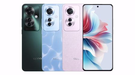 OPPO Reno 11 F: 120 Hz OLED-skärm, MediaTek Dimensity 7050-chip, 64 MP-kamera och IP65-skydd för 305 USD