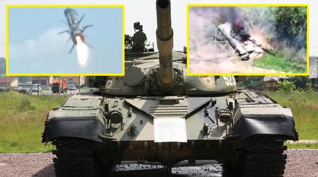 Ukrainska försvarsstyrkor förstörde spektakulärt en rysk T-72A stridsvagn med en KMT-6 minsvepare med hjälp av en Javelin-missil