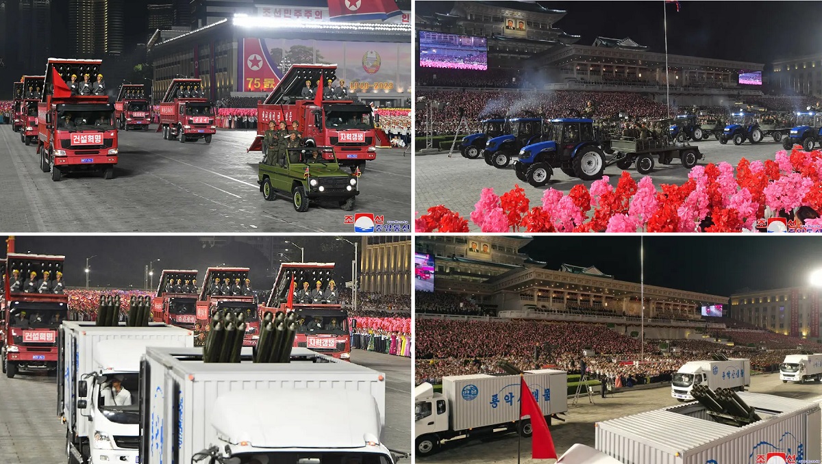 DPRK visade en flotta av traktorer med missilavfyrare och flera raketavfyrare förklädda till civila lastbilar