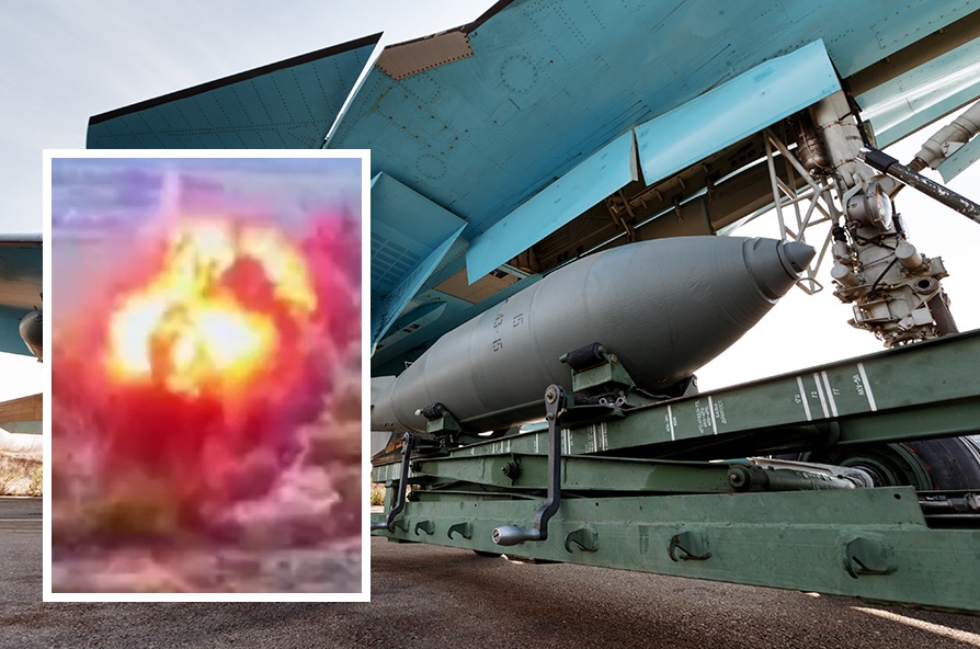 Ukrainska soldater förstör FAB-250 flygplansbomb med rysk motsvarighet till amerikanska JDAM