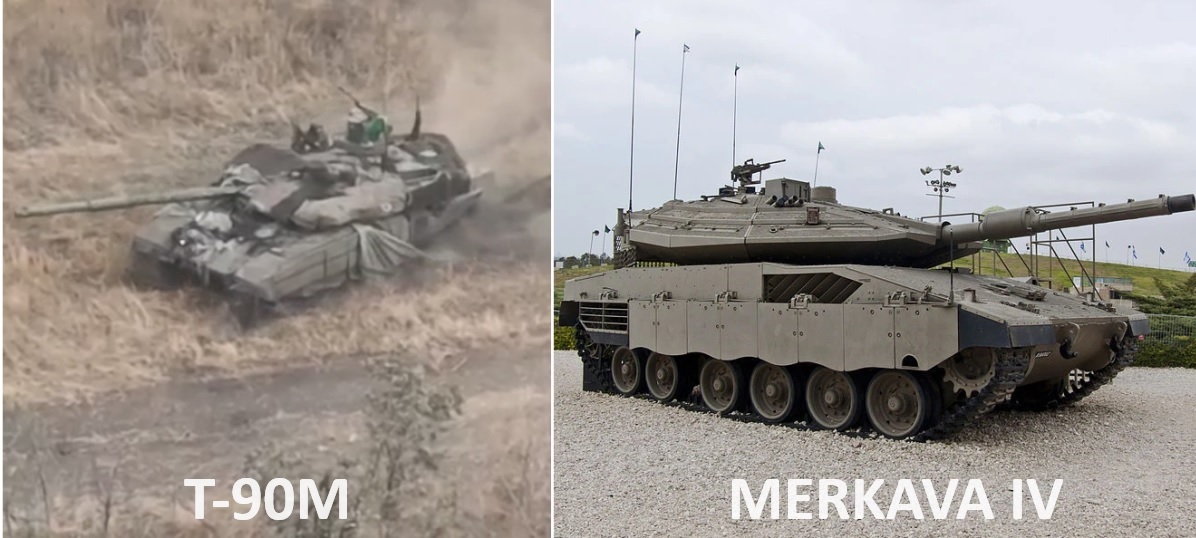 Ryska propagandister försökte få förstörelsen av deras T-90M Breakthrough-stridsvagn i Ukraina att framstå som ett nederlag för en Merkava IV i Israel
