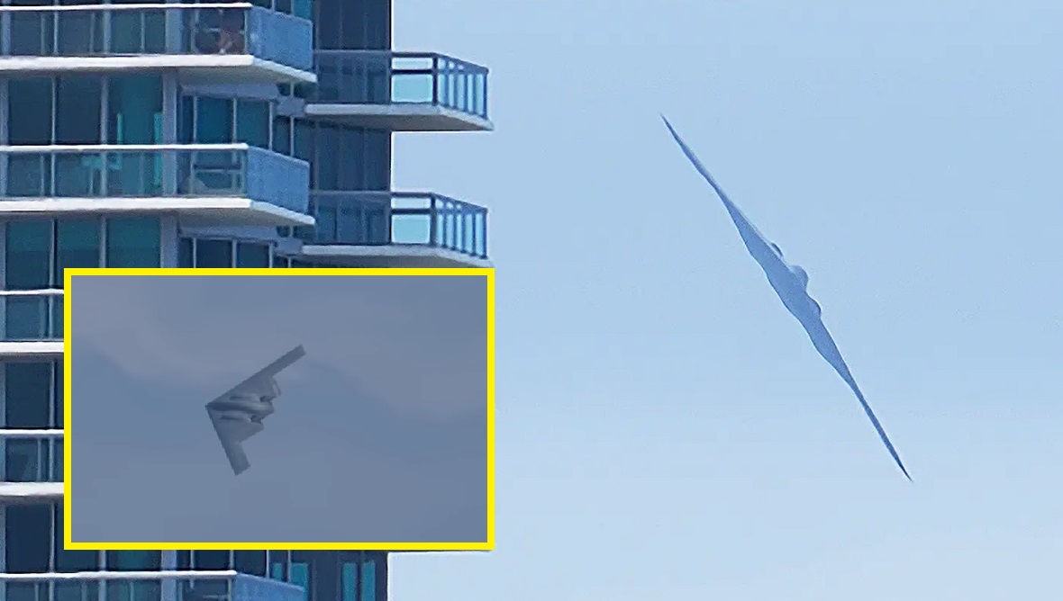 Smygbombplanet B-2 Spirit flyger lågt över Miami Beach (video)