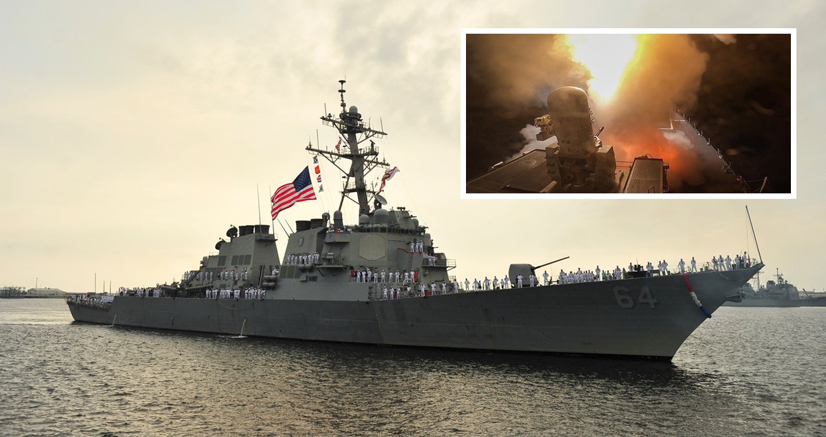 Arleigh Burke-klassens jagare USS Carney förstörde 15 drönare och fyra kryssningsrobotar under 9 timmar i Röda havet