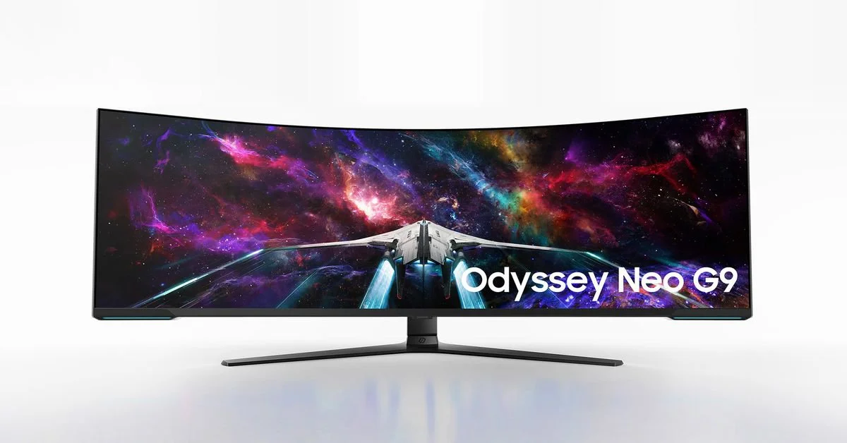 Samsung Odyssey Neo G9 jättelik böjd bildskärm med 240Hz uppdateringsfrekvens och 57" diagonal kommer att börja säljas i slutet av augusti