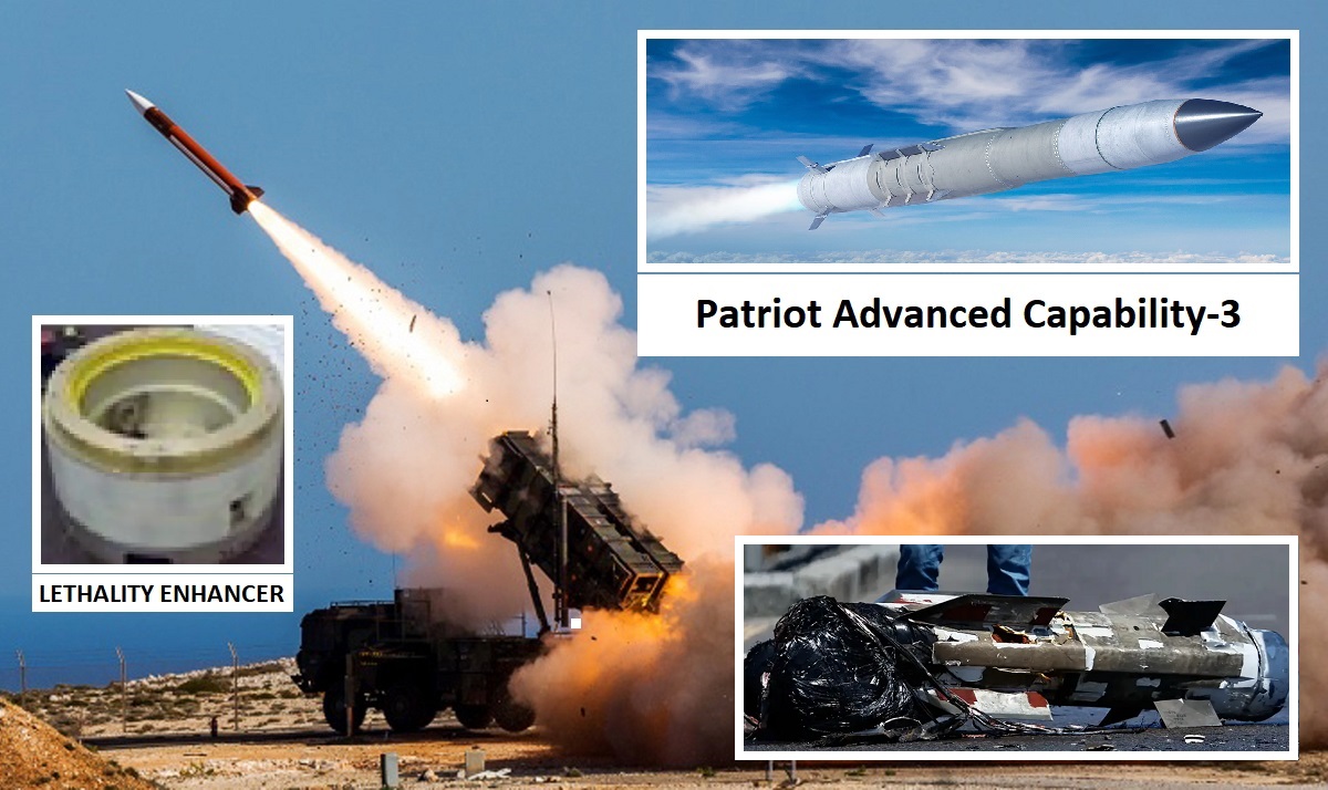 Patriot PAC-3 missilavskiljaren har en letalitetsförstärkare med en stridsspets och dussintals fragment av titan eller stål