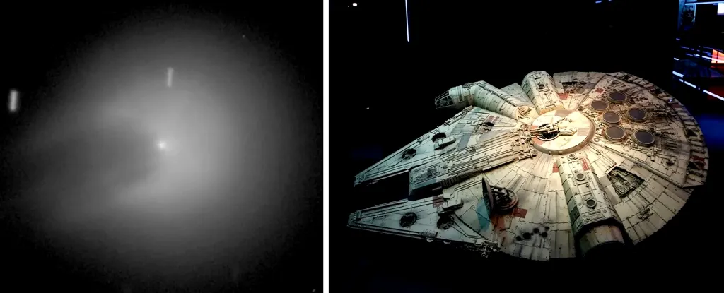 Komet 12P/Pons-Brooks ökade plötsligt i ljusstyrka 100 gånger och förvandlades till Millennium Falcon från Star War