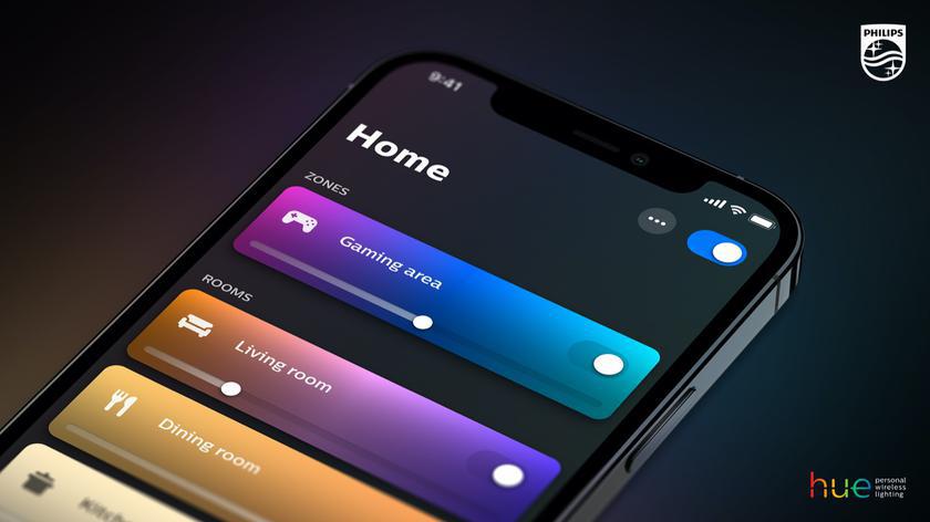 Med Philips Hue-appen kan du välja antalet färger för gradientbelysning i "Scattered Mode"