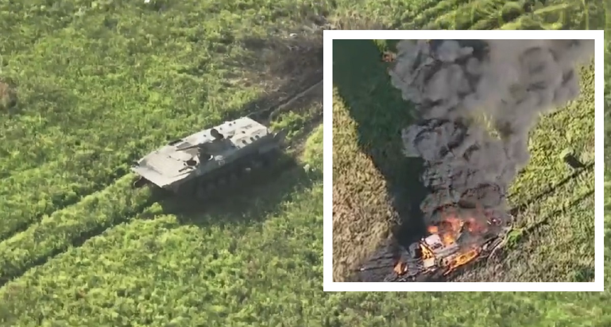 En ukrainsk FPV-drönare flög inuti en BMP-1 och exploderade, vilket förstörde det 200 000 dollar dyra infanteristridsfordonet
