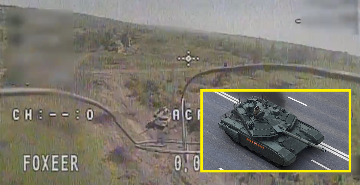 Ukrainska FPV-drönare träffade rysk moderniserad T-90M stridsvagn värd 2,5 miljoner dollar eller mer