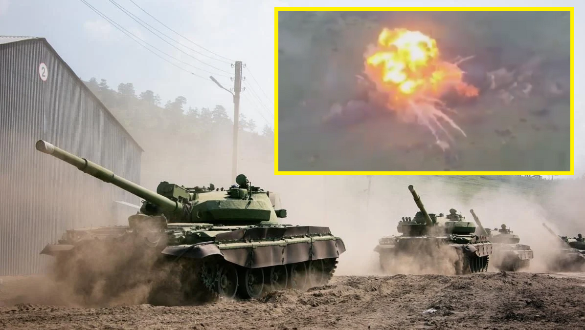 Ukrainas väpnade styrkor förstör rysk T-62 kamikaze stridsvagn med 6.000 kg TNT