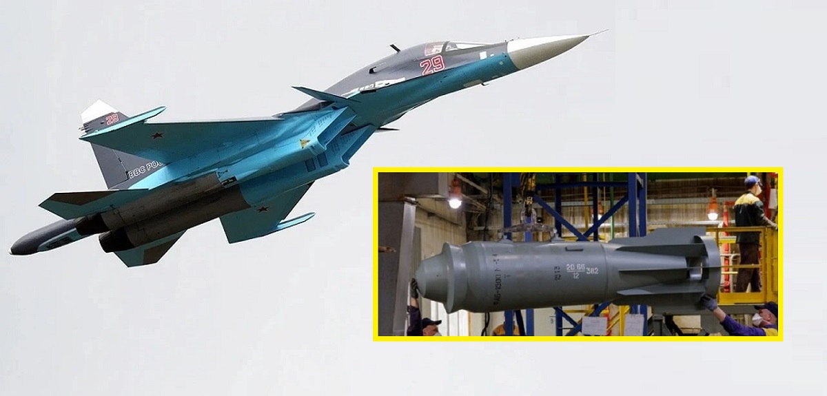 Ryssland säger att den 1,5 ton tunga FAB-1500 M54-bomben har omvandlats till en analog till den amerikanska smarta bomben JDAM-ER och den första avfyrningen från ett Su-34 stridsflygplan