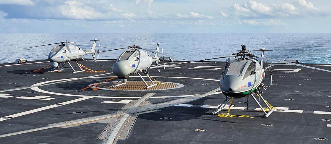 Leonardo har presenterat en uppgraderad version av den obemannade helikoptern AWHero med Gabbiano TS Ultralight maritim radar