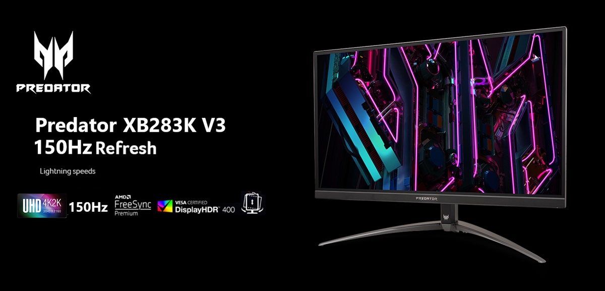 Acer Predator XB283K V3 - 4K-spelmonitor med 150Hz uppdateringsfrekvens och HDMI 2.1 till ett pris av $ 500