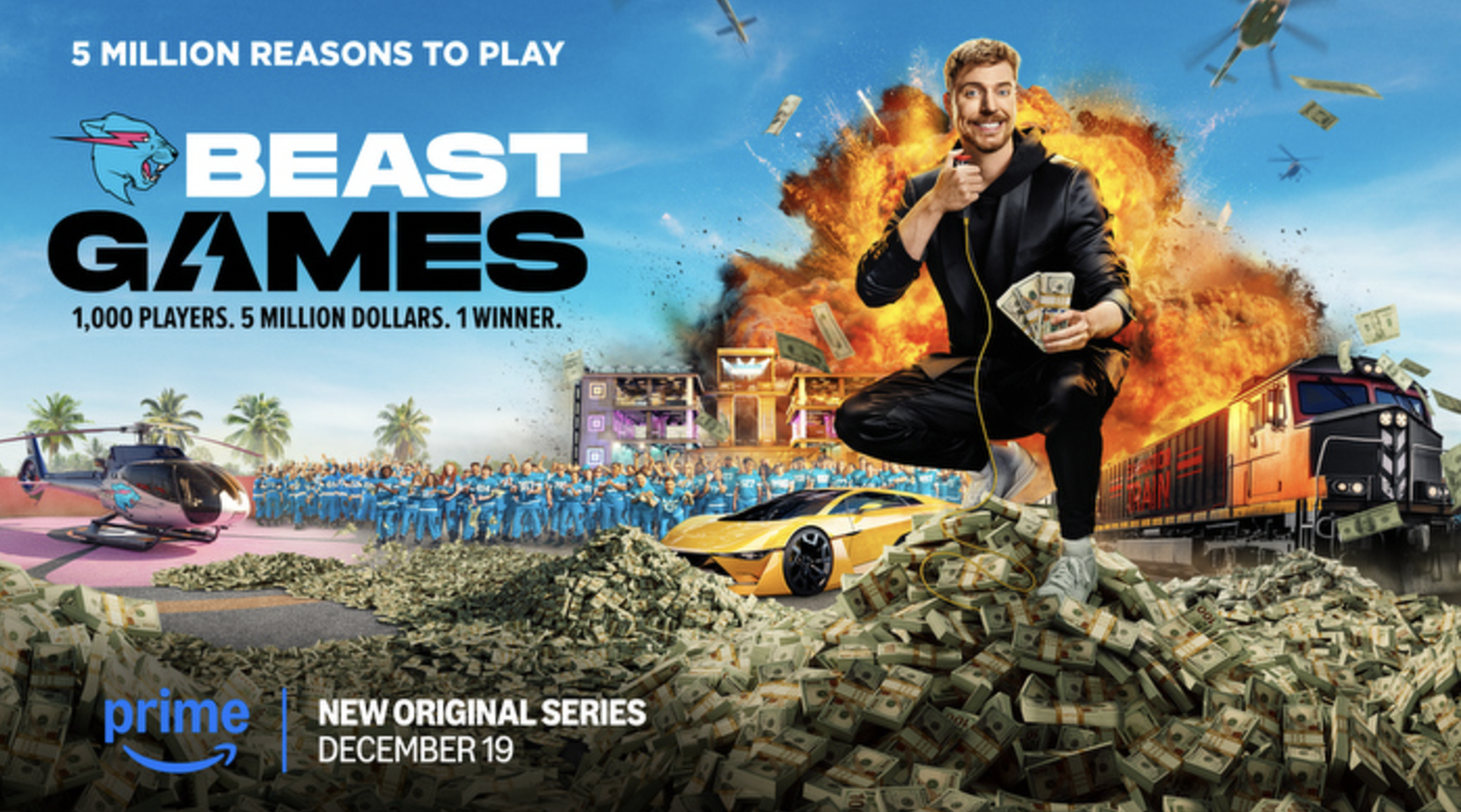 1000 deltagare, 5 miljoner dollar: Prime Video och MrBeast lanserar den största dokusåpan "Beast Games"