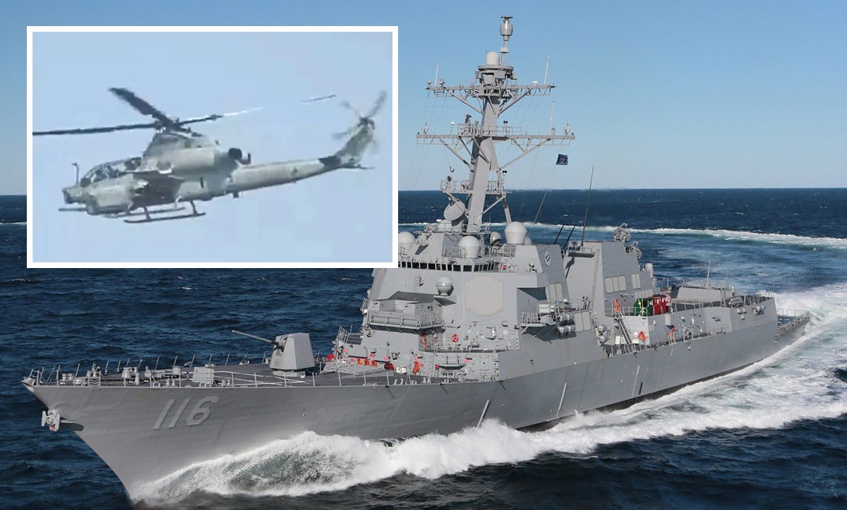 Iran hotade att skjuta ner amerikanska AH-1Z, UH-1Y och MH-60 helikoptrar som skyddar USS Thomas Hudner och andra krigsfartyg och tvinga dem att landa - USA förnekar detta