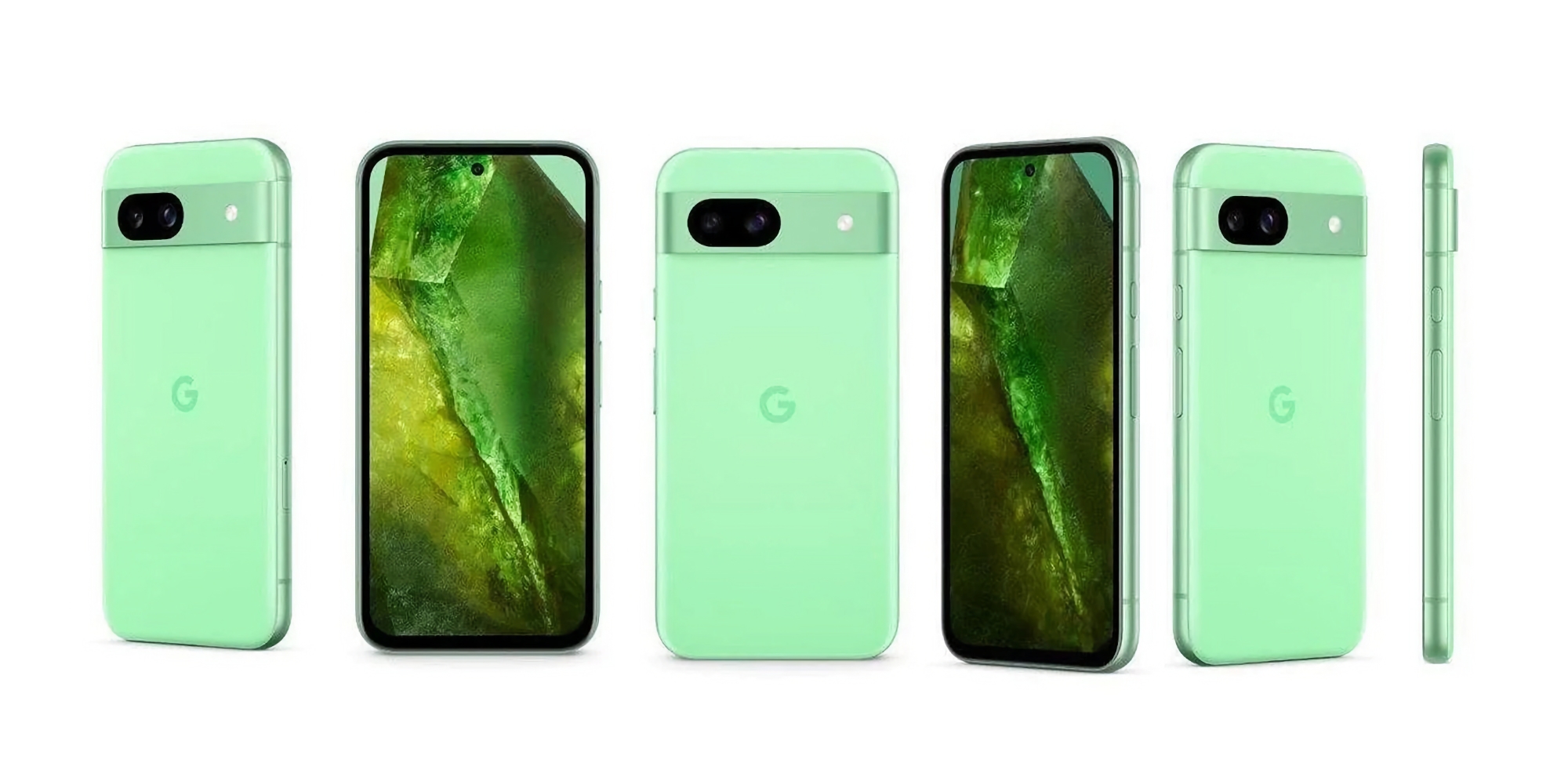 Google Pixel 8a har dykt upp i nya högkvalitativa renderingar, smarttelefonen kan ses från alla sidor