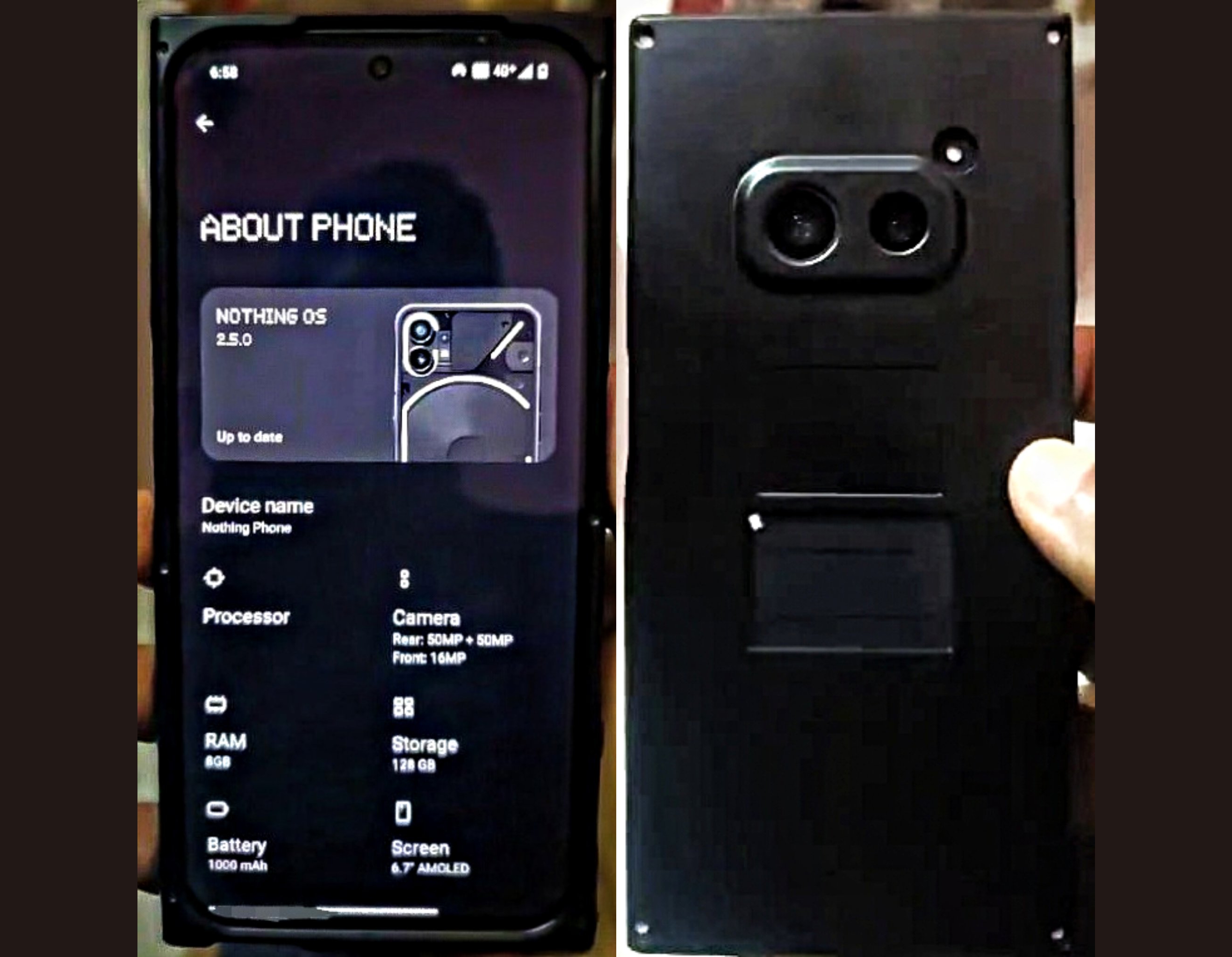 En prototyp av Nothing Phone (2a) med dubbelkamera och AMOLED-skärm har dykt upp på bild