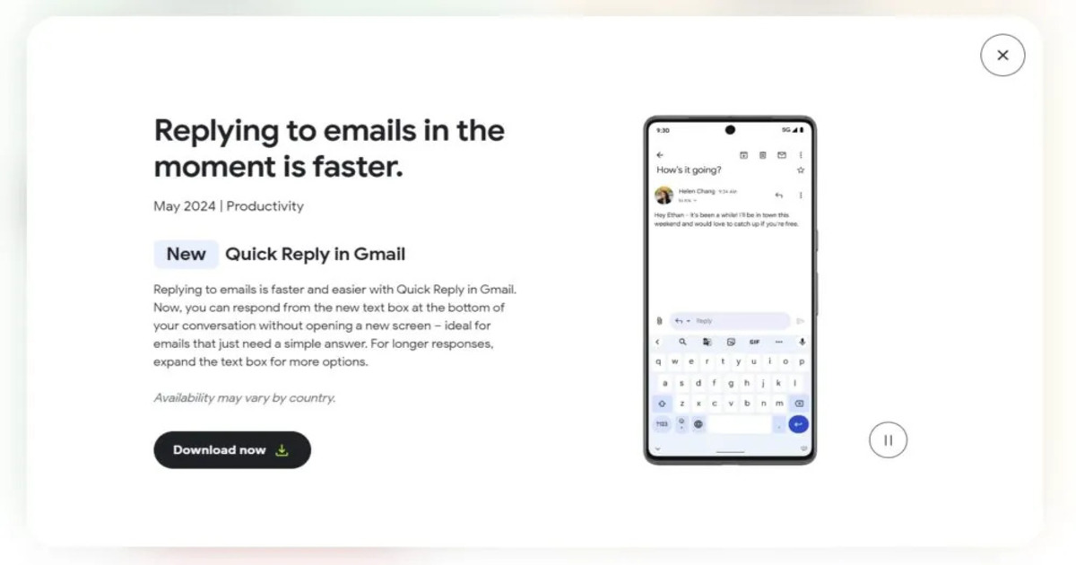 Google introducerar ny snabbsvarsfunktion i Gmail för Android