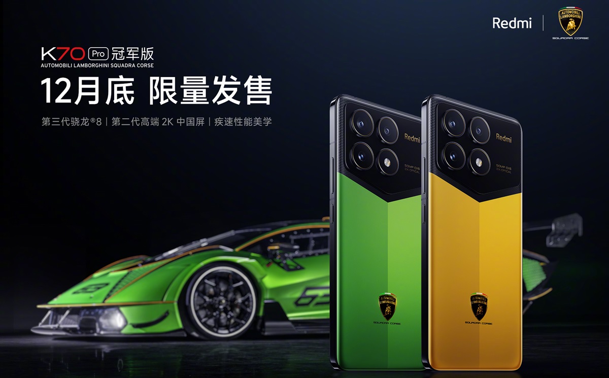Redmi K70 Pro Champion Edition med 24GB RAM och 1TB lagring kommer att börja säljas på nyårsafton