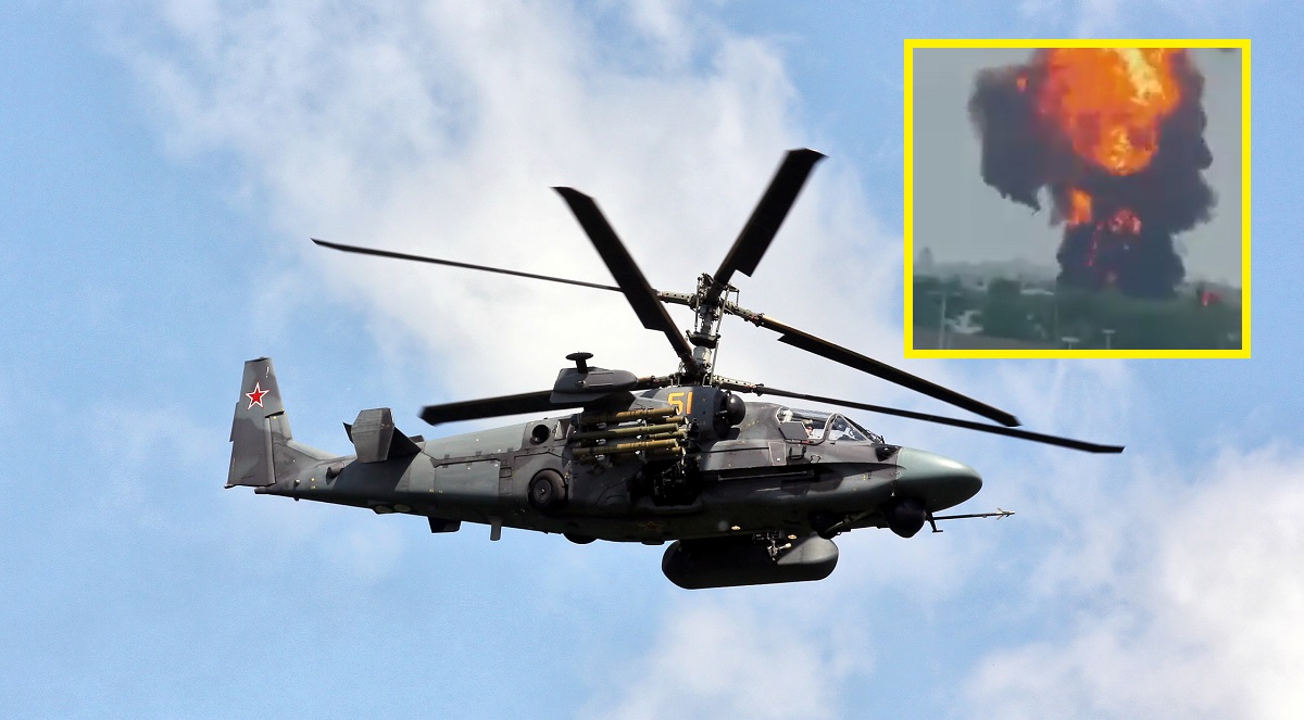 Ka-52 helikopter undvek en Strela-10 missil och den attackerade en rysk oljedepå i Voronezh