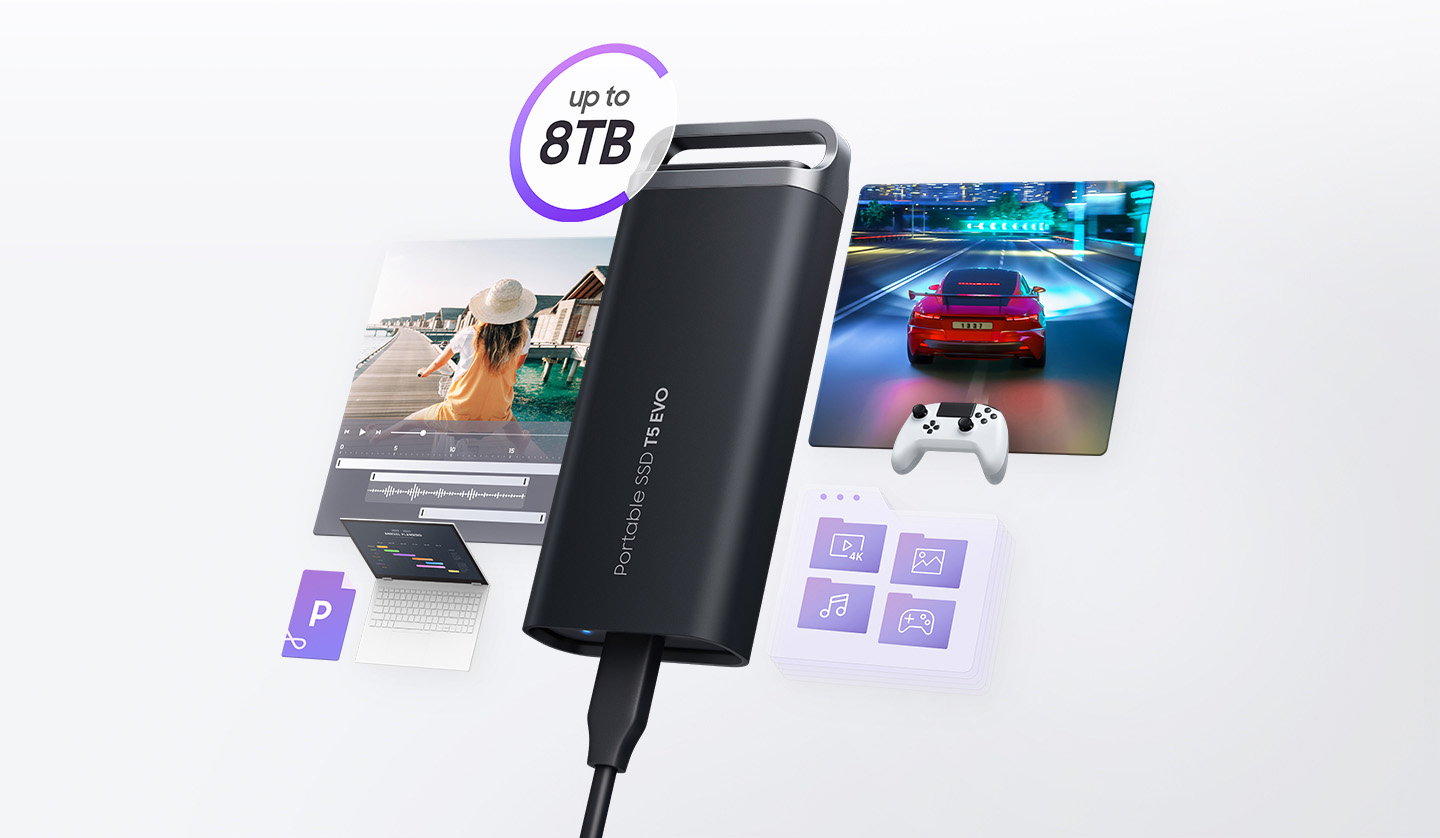 Samsung T5 EVO: SSD-enhet med upp till 8 TB kapacitet och överföringshastigheter på upp till 460 MB/sekund
