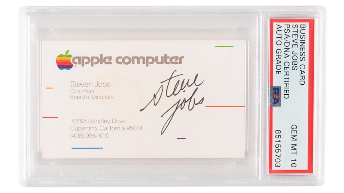 Ett visitkort signerat av Steve Jobs såldes på auktion för 180 000 dollar