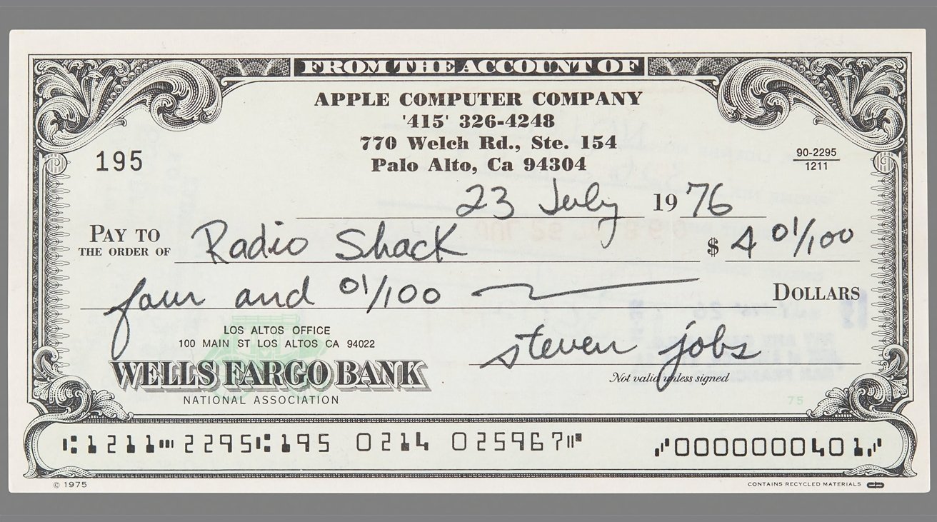 Steve Jobs check på 4 dollar såldes på auktion för 46 000 dollar