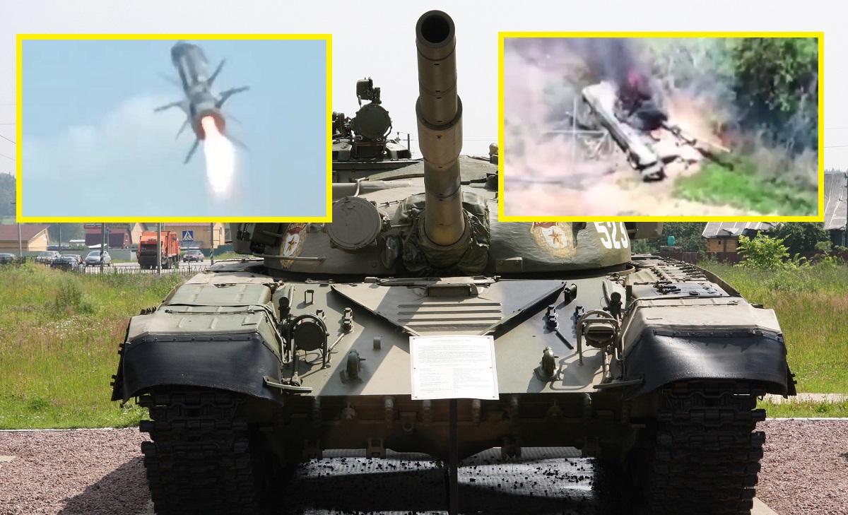 Ukrainska försvarsstyrkor förstörde spektakulärt en rysk T-72A stridsvagn med en KMT-6 minsvepare med hjälp av en Javelin-missil