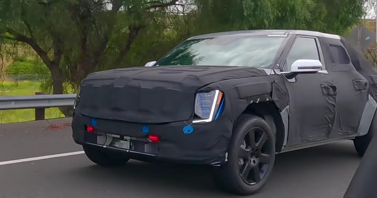 Kia elektrisk pickup som liknar EV9 upptäcktes i Kalifornien (video)