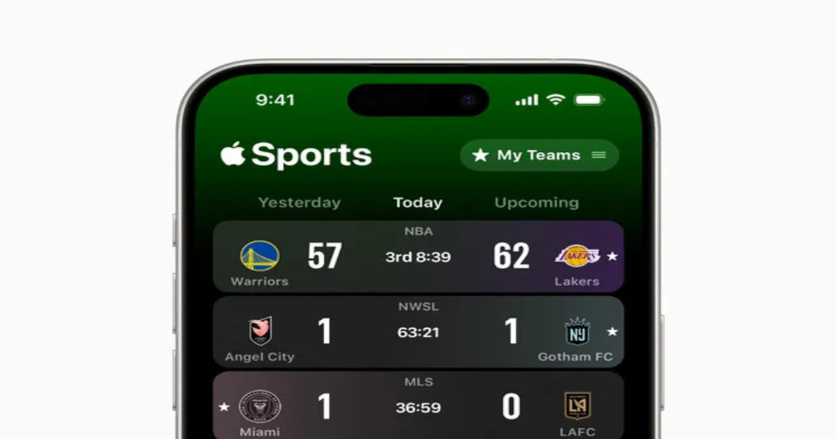 Apple lanserar appen Apple Sports med vadslagningsresultat från sportligor