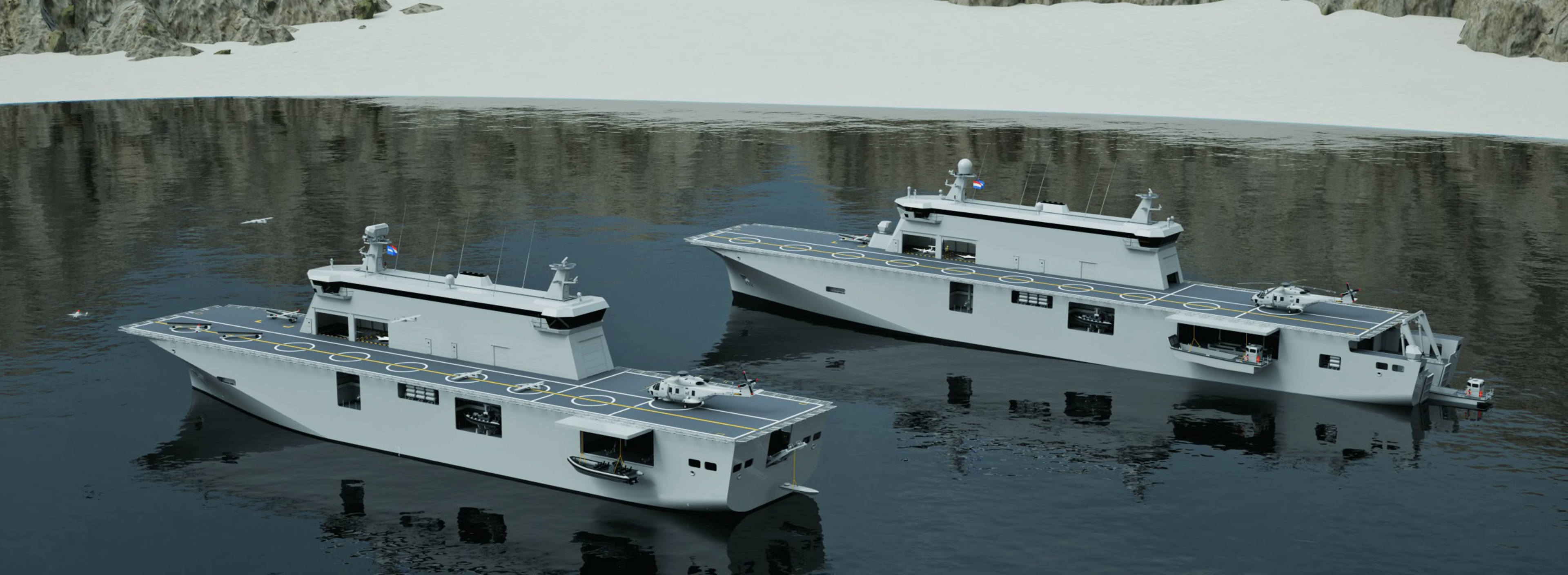 Hangarfartyg för drönare: Portugal har beställt ett multifunktionellt stödfartyg från Damen Shipyards Group som kan bära olika typer av drönare