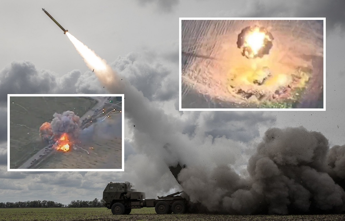Ukrainas väpnade styrkor förstör BM-21 Grad-missilsystemet och en konvoj med rysk militär utrustning med högprecisionsgranater av typen GMLRS M30A1