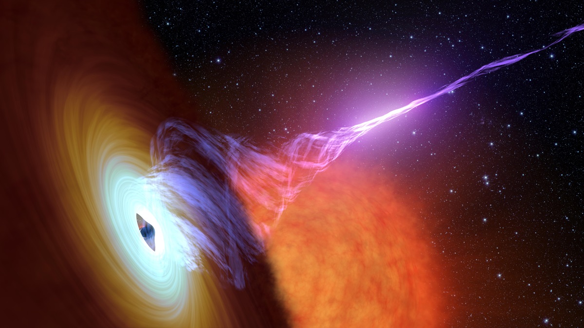Svarta hålets jetstrålar kan ändra riktning på ett liknande sätt som Dödsstjärnans laservapen