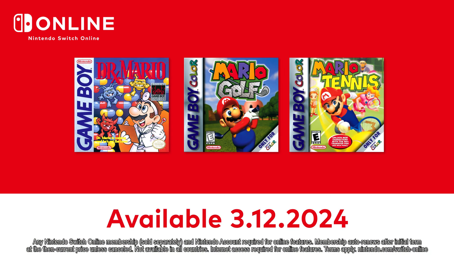 Den 12 mars kommer Nintendo Switch Online-katalogen att utökas med tre Mario-projekt från Game Boy-eran