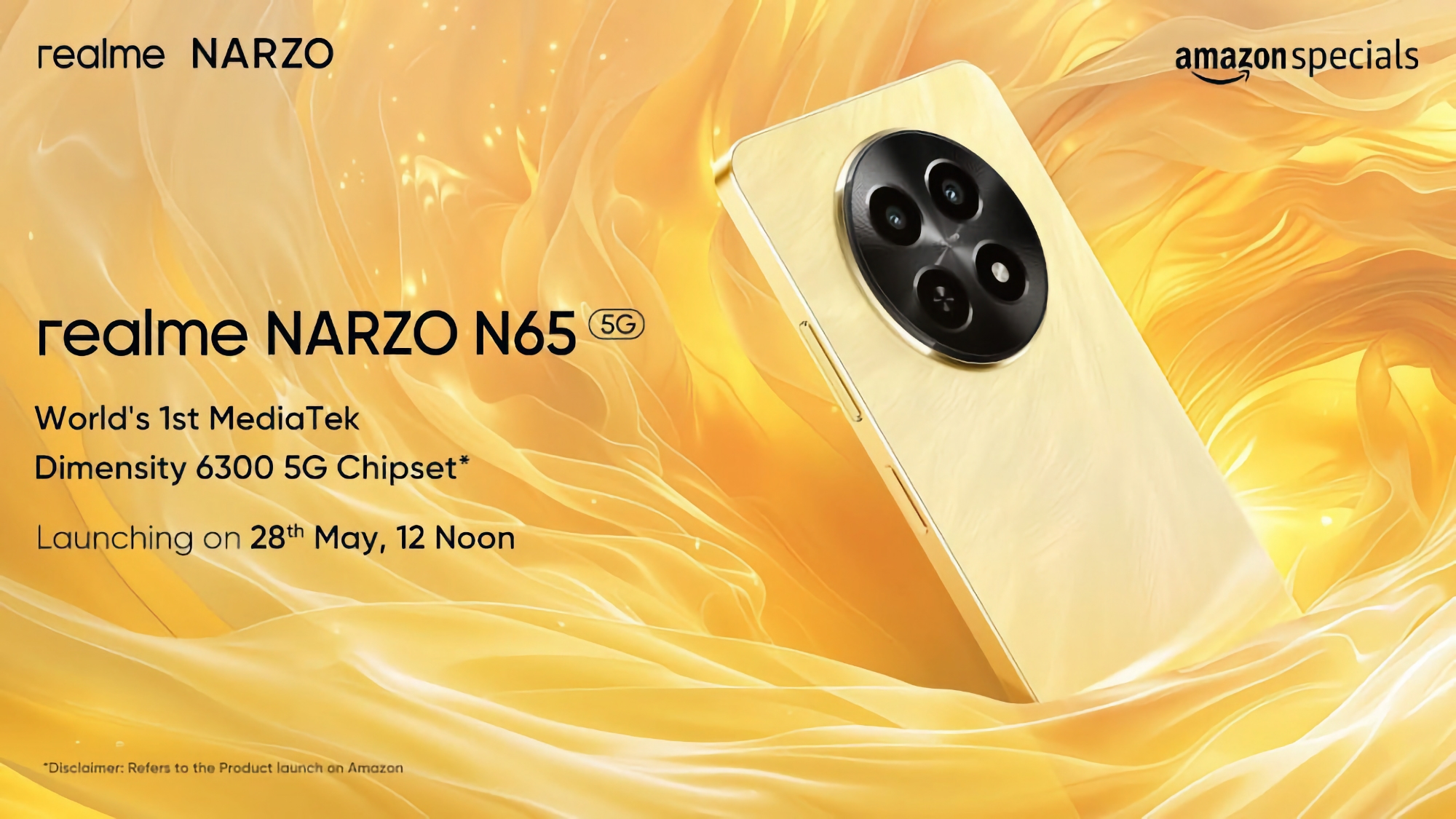 realme kommer att presentera Narzo N65 5G budget-smartphone med MediaTek Dimensity 6300-processor ombord den 28 maj