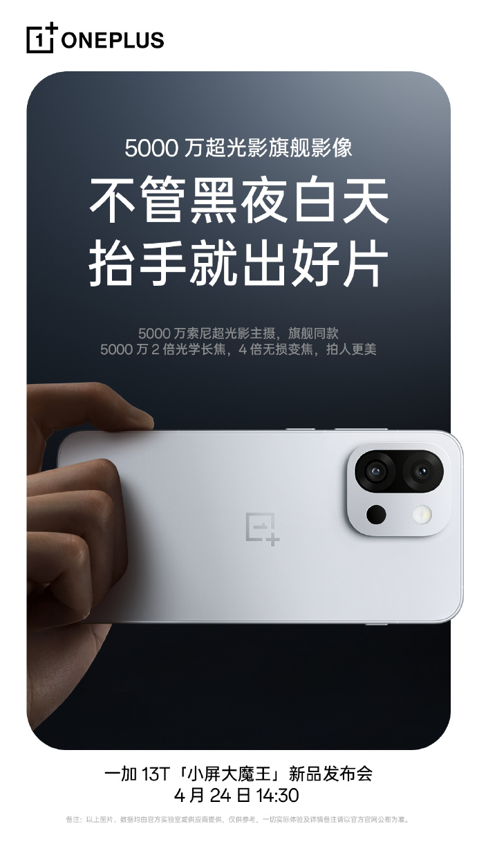 OnePlus 13T huvud kamerans specifikationer poster