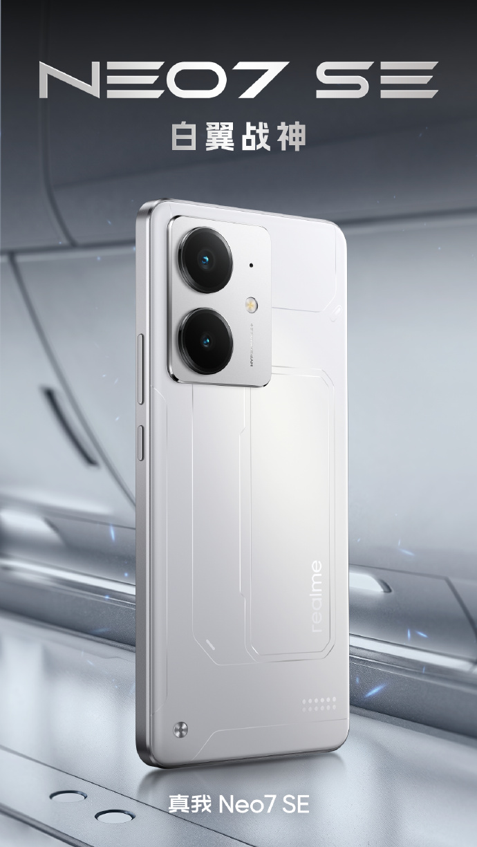Realme Neo7 SE smartphone i vit färg