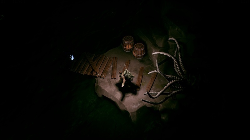 En stillbild från Peregrinos spel med pilgrimerna