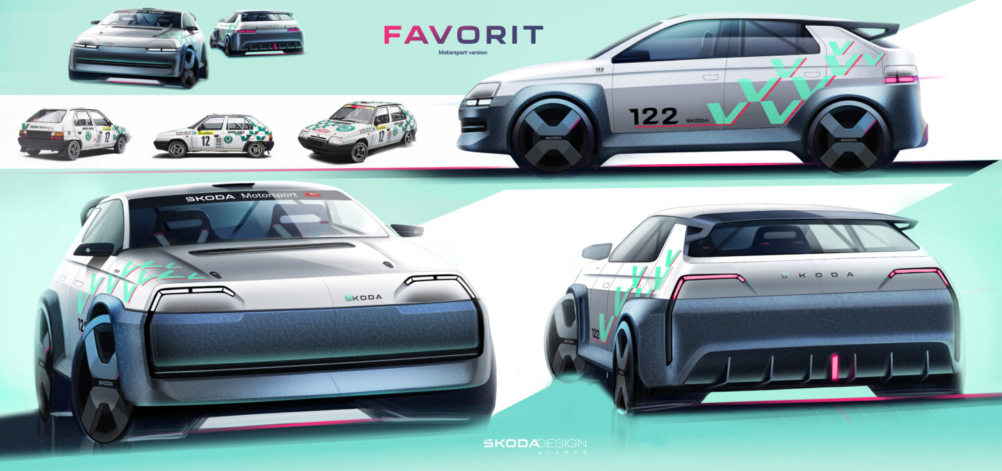 Koncept av racerversionen av moderna Skoda Favorit. Illustration: Ljudmil Slavov (Ljudmil Slavov) / Skoda