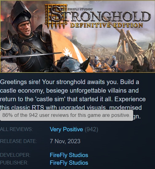 Strategiklassikern har inte förlorat sin relevans: Steam-användare berömde Stronghold: Definitive Edition och rekommenderar att man bekantar sig med det-2