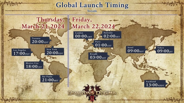 Capcom har avslöjat den exakta tiden och releasedatumet för Dragon's Dogma 2 i olika delar av världen-2