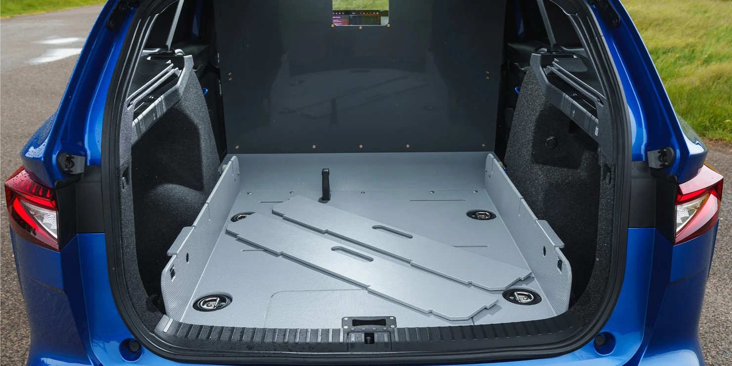 Enyaq Cargo interiör med omdesignad inredning