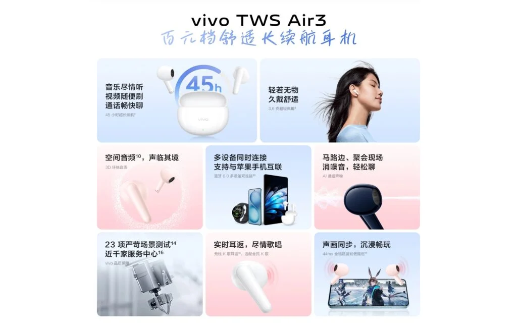 Vivo Air 3 hörlurar