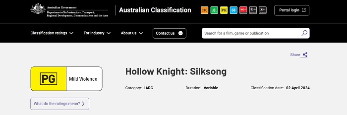 Hollow Knight: Silksong har fått en åldersgräns i Australien - lanseringen av det efterlängtade spelet kan vara mycket nära-2