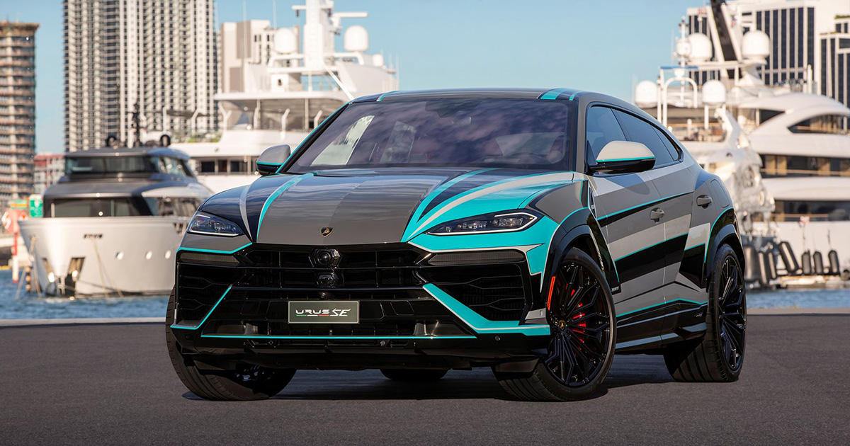 Lamborghini Urus SE med en unik designerlackering på Art Basel