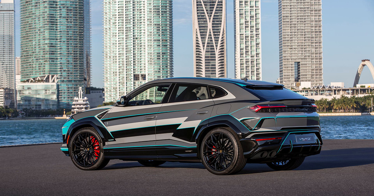 En del av den unika lackeringen på Lamborghini Urus SE