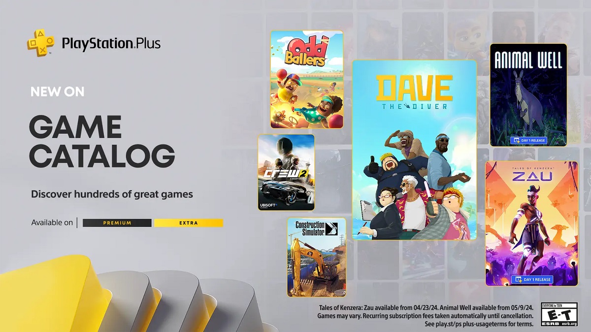 April månads PlayStation Plus Extra- och Premium-utbud är tillgängligt nu, med Dave the Diver, The Crew 2, Miasma Chronicles och ett antal andra spel inkluderade i det