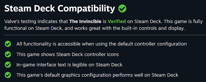 Den atmosfäriska thrillern The Invincible kommer att vara fullt kompatibel med Steam Deck-handkonsolen från lanseringsdatumet-2